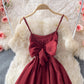 Red A line bow short dress fashion dress  495
