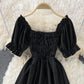 Cute puff sleeve A line dress  610
