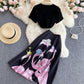 Black A line two pieces dress  666