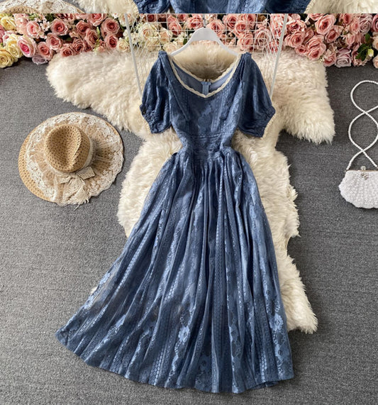 Cute round neck lace short dress fashion dress  684