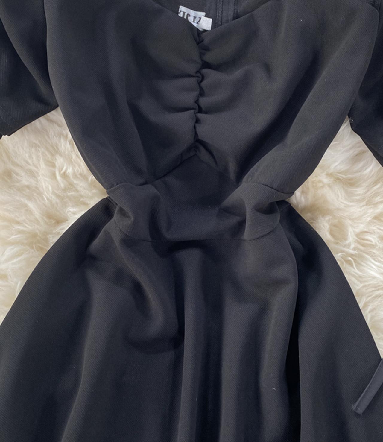 Black A line short dress fashion dress  656
