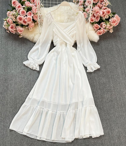 A-Linie Chiffon Langarmkleid Modekleid 644
