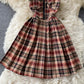 Cute plaid short A line dress  679