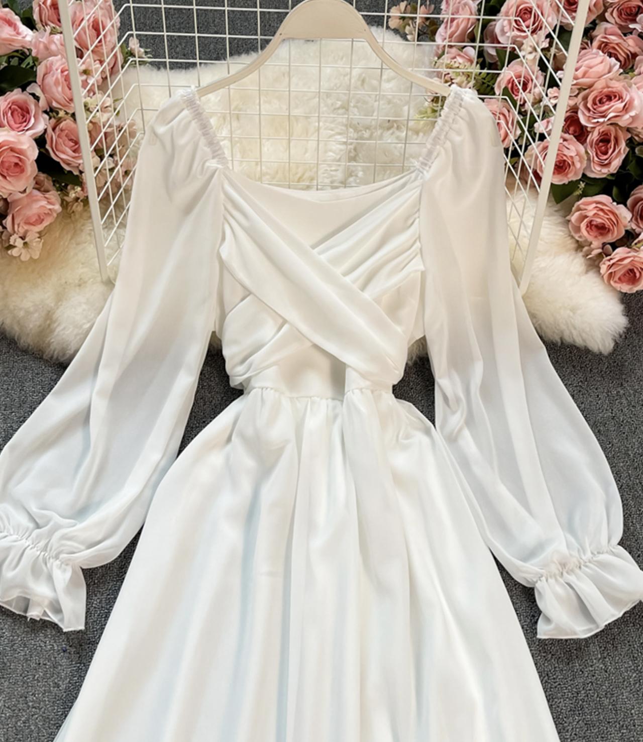 A-Linie Chiffon Langarmkleid Modekleid 644