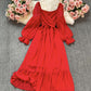 A-Linie Chiffon Langarmkleid Modekleid 644