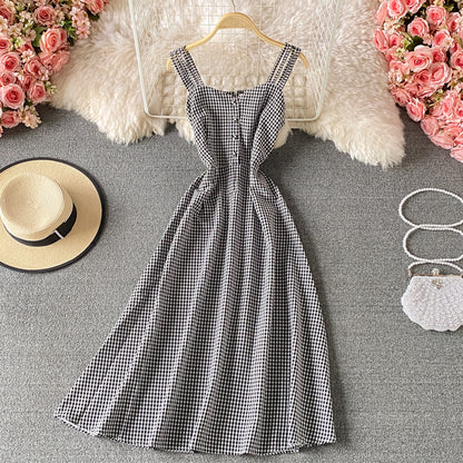 Sweet plaid A line dress fashion dress  595