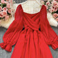 A-Linie Chiffon Langarmkleid Modekleid 644