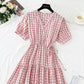 Cute plaid v neckline dress fashion dress  478
