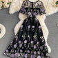 Black lace short dress A line fashion dress  676