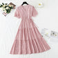 Cute plaid v neckline dress fashion dress  478