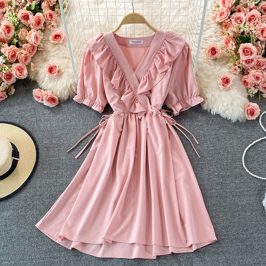 Cute v neck short dress fashion dress  490