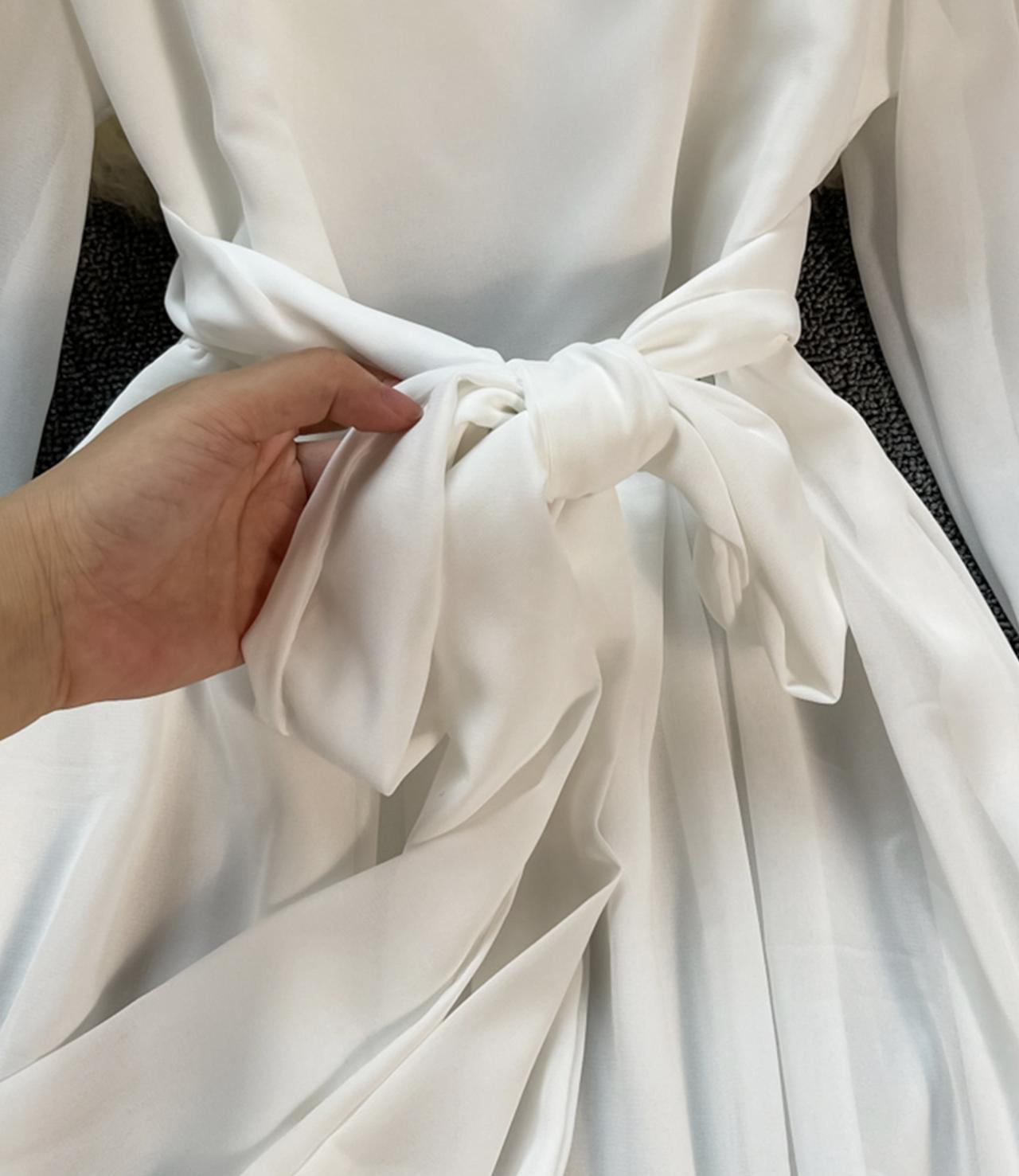 A-Linie Chiffon Langarmkleid Modekleid 644