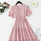 Cute plaid v neckline dress fashion dress  478