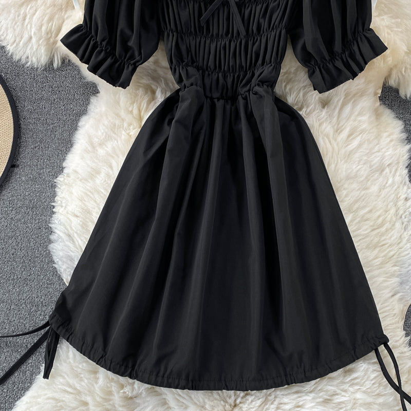 Cute puff sleeve A line dress  610