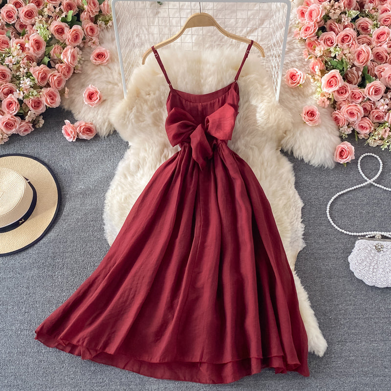 Red A line bow short dress fashion dress  495
