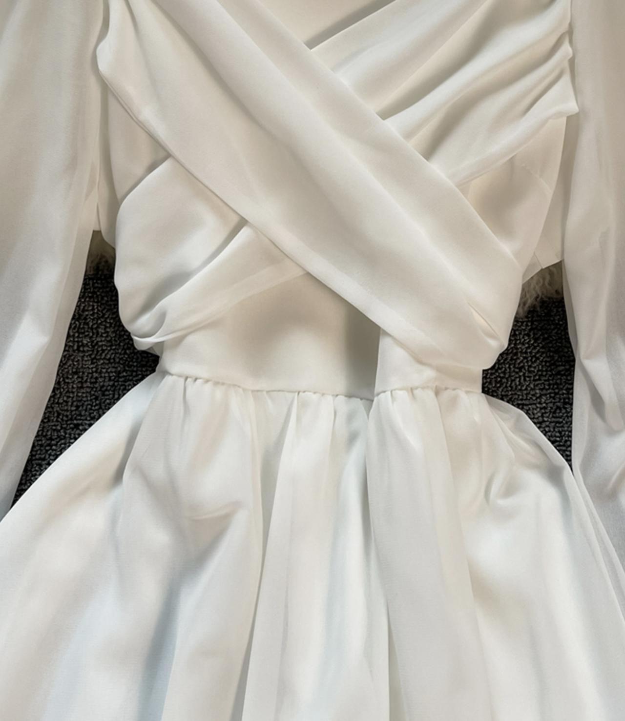 A-Linie Chiffon Langarmkleid Modekleid 644