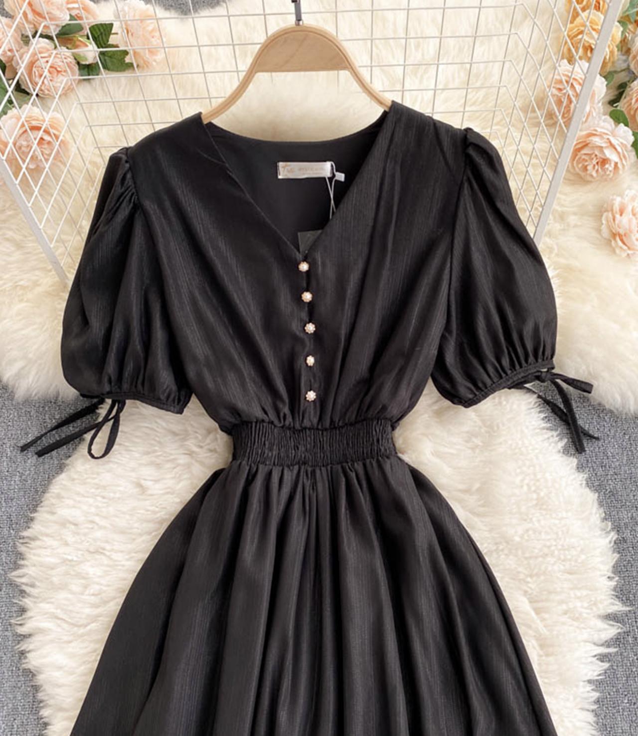 Simple v neck short dress fashion dress  664