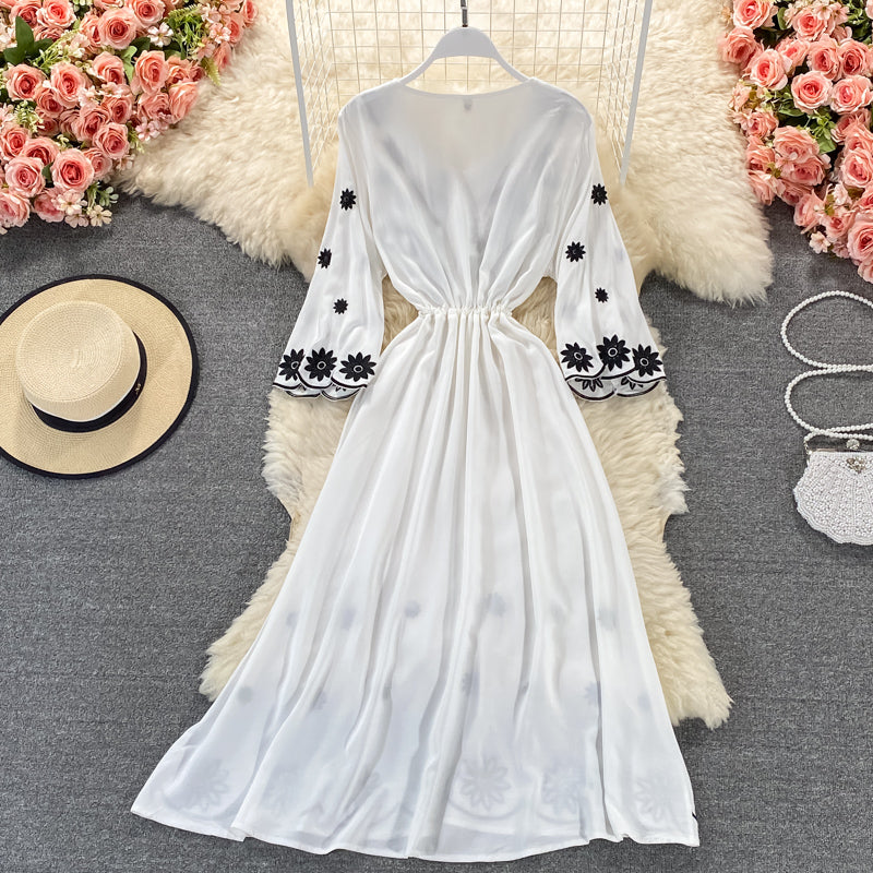 Cute A line embroidered dress  639
