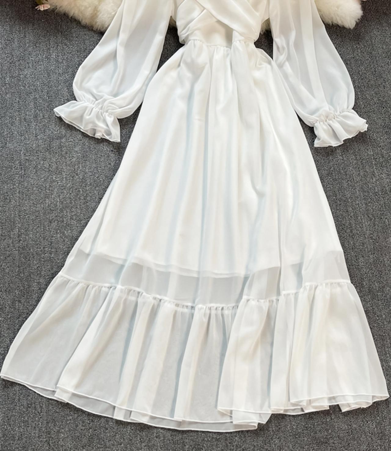 A-Linie Chiffon Langarmkleid Modekleid 644