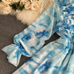 Blue A line long sleeve dress fashion dress 649