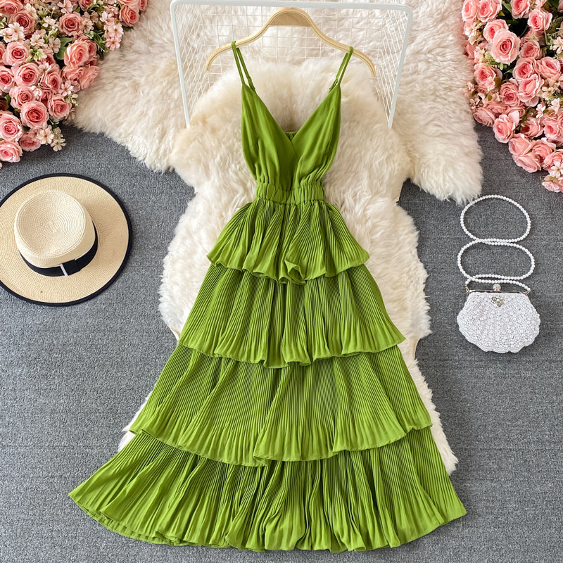 Cute v neck short A line dress fashion dress  536