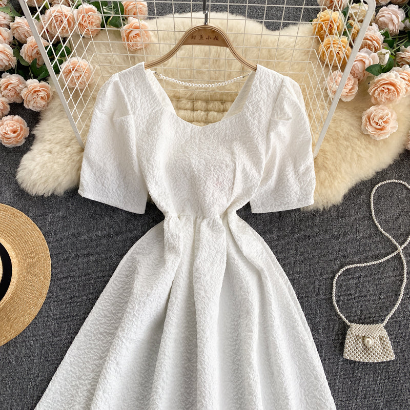 Cute A line short dress with bow  581