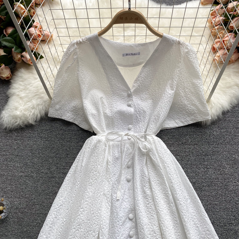 Simple v neck short dress fashion dress  563