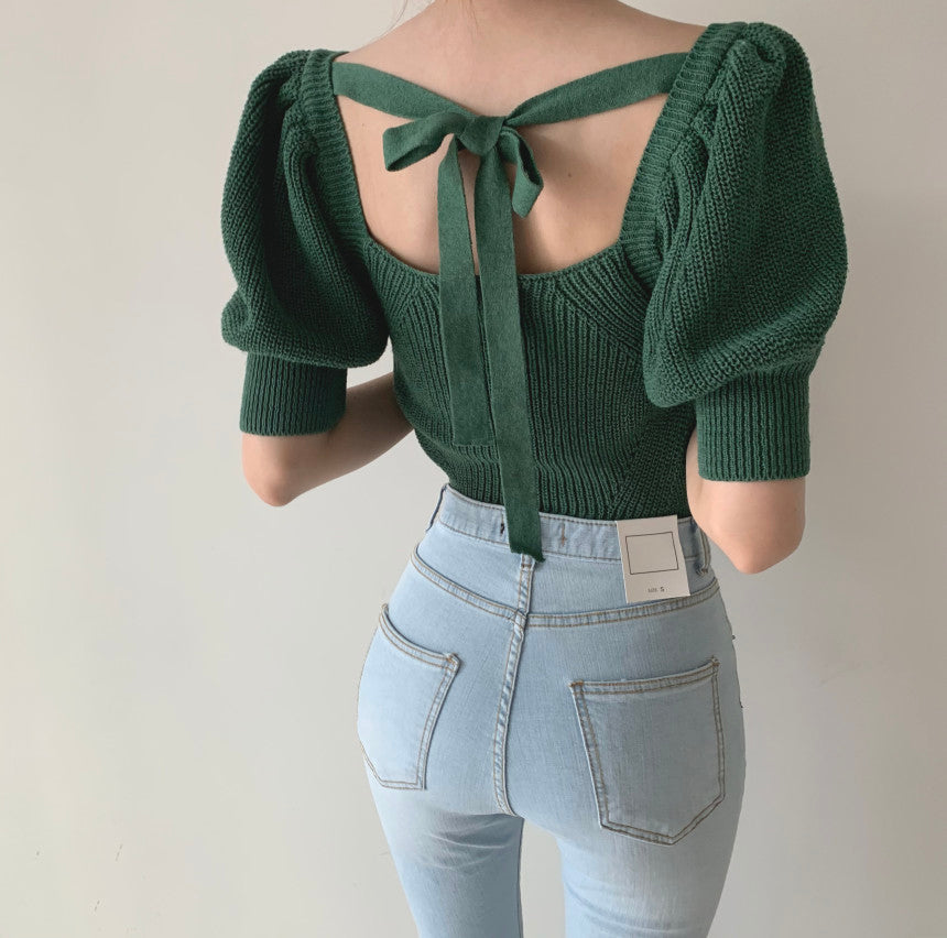 Süßes gestricktes Schnürtop 310