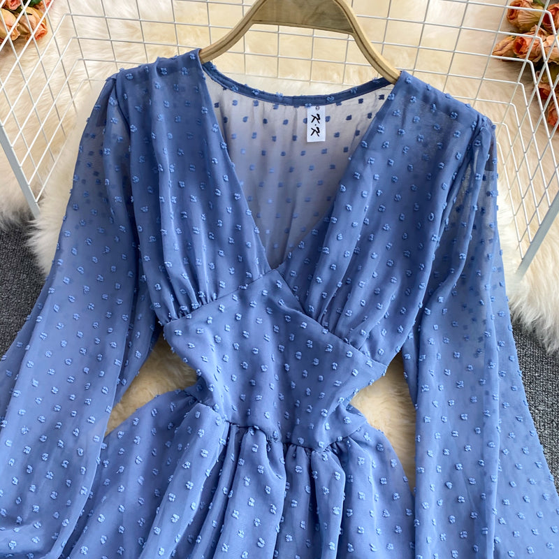 Cute v neck tulle short dress fashion dress  474