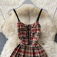 Cute plaid short A line dress  679