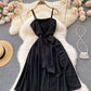 Schwarzes unregelmäßiges Kleid in A-Linie Modekleid 391