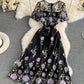 Black lace short dress A line fashion dress  676