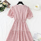 Cute plaid v neckline dress fashion dress  478