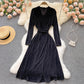 Black v neck long sleeve dress  459