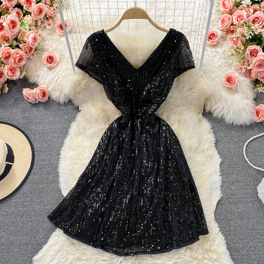 Cute sequins short A line dress fashion dress  467