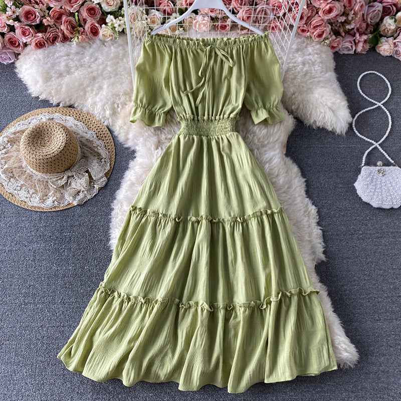 Cute A line off shoulder short dress fashion dress  590