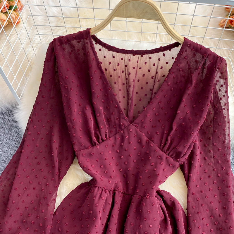 Cute v neck tulle short dress fashion dress  474