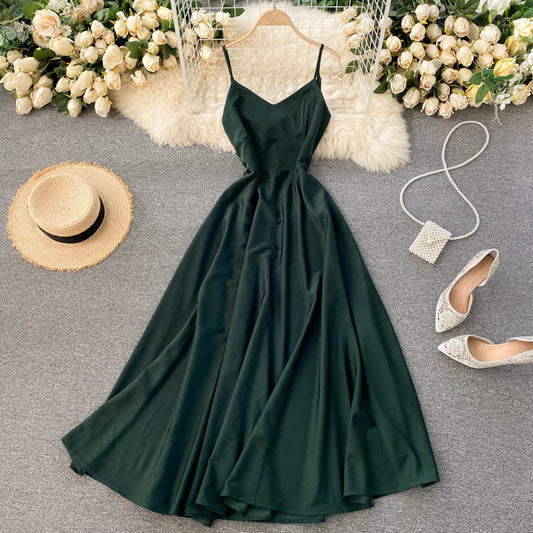 Cute v neck A line dress fashion dress  485