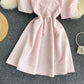 Cute A line short dress with bow  581