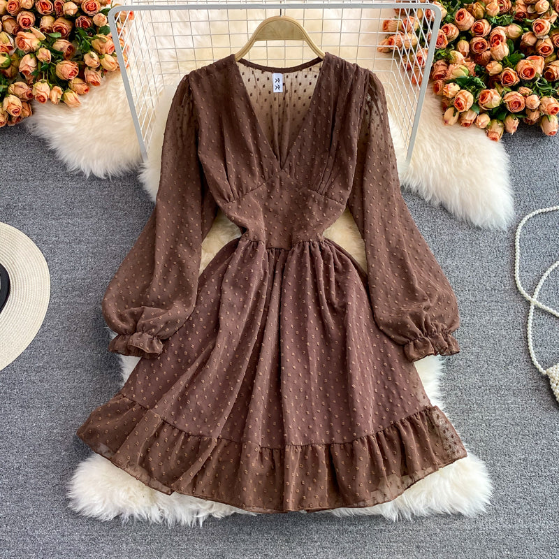 Cute v neck tulle short dress fashion dress  474