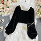 Langarmshirts aus schwarzem Samt 319