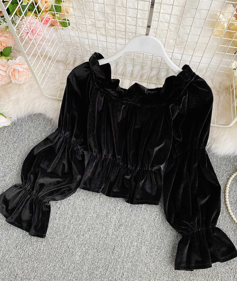 Tops long sleeve velvet tops  379