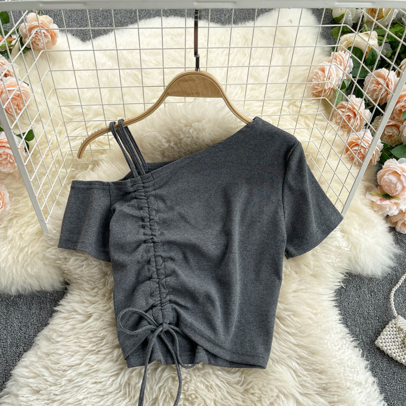 Cute one shoulder T shirt  260
