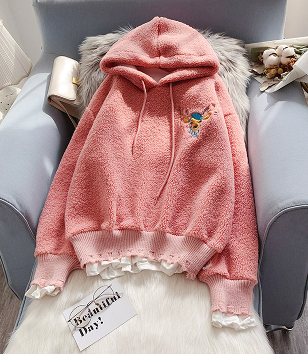 Cute lamb wool hoodie  217