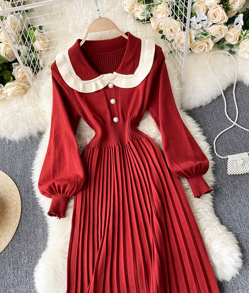 Cute long sleeve lapel sweater  174