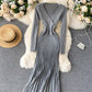 Stylish v neck sweater dress  172