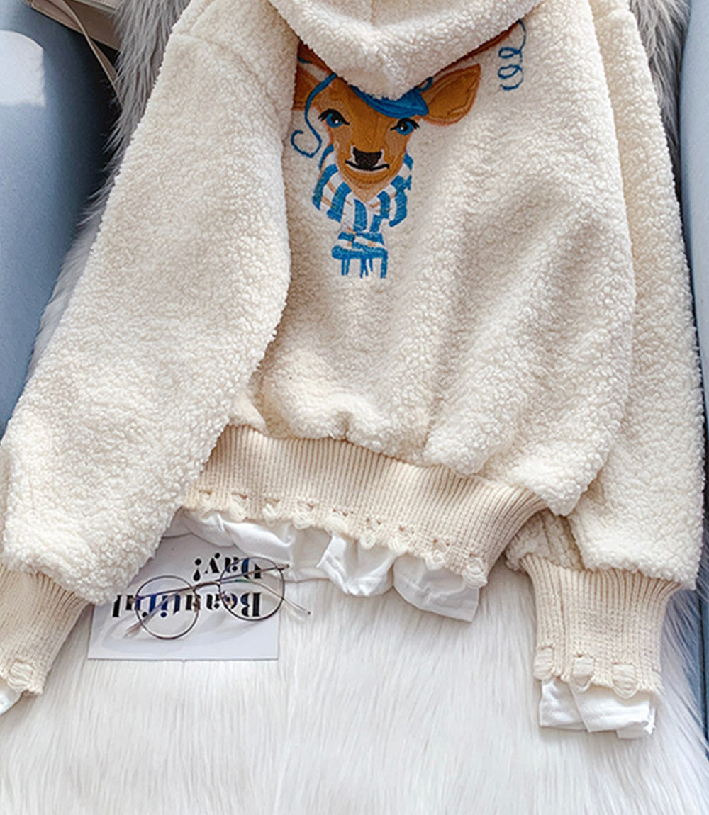 Cute lamb wool hoodie  217