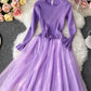 Lovely A line knitted tulle patchwork dress 194