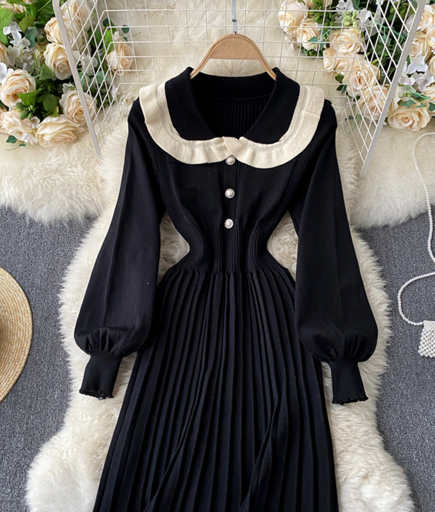 Cute long sleeve lapel sweater  174