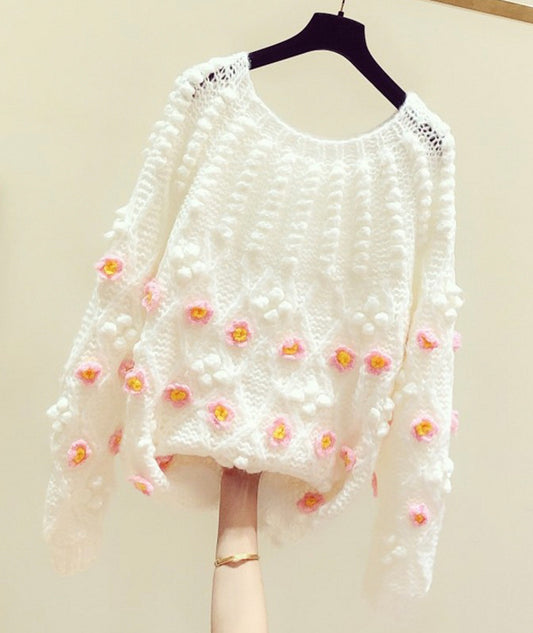 Lovely flowers long sleeve sweater  119